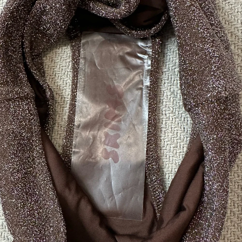 NEW SKIMS Swim Bikini Bottom Size XXS NWT Brown Sparkle